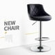 thumbnail image 1 of Silla Piso Bar Altura Regulable Taburete Con Respaldo Bj005, 1 of 3