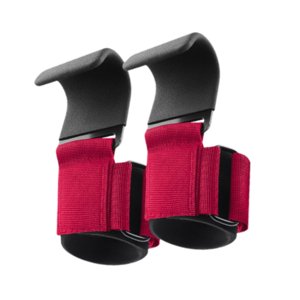 Ioensy - 2 Ganchos Para Levantamiento De Pesas, Prácticos Para Culturismo, Peso Muerto, Dominadas, Color Rojo