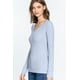thumbnail image 2 of Saronite Camiseta Térmica Básica de Algodón Acanalado con Cuello en V y Manga Larga, Color Azul Nube (para Mujer), 2 of 4