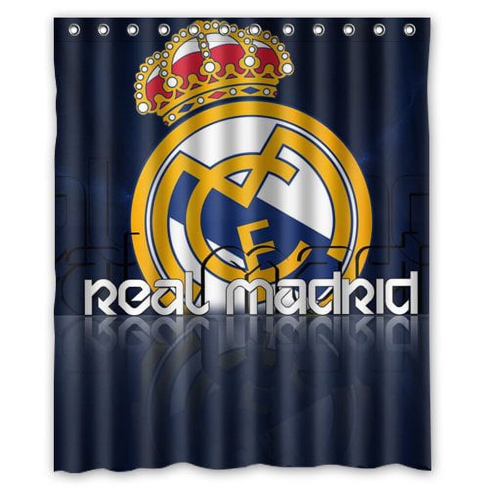Pinghai - Cortina De Ducha Del Real Madrid Cf, Juego De Cortinas De Baño Con Ganchos, Tamaño 60 X 72 Pulgadas