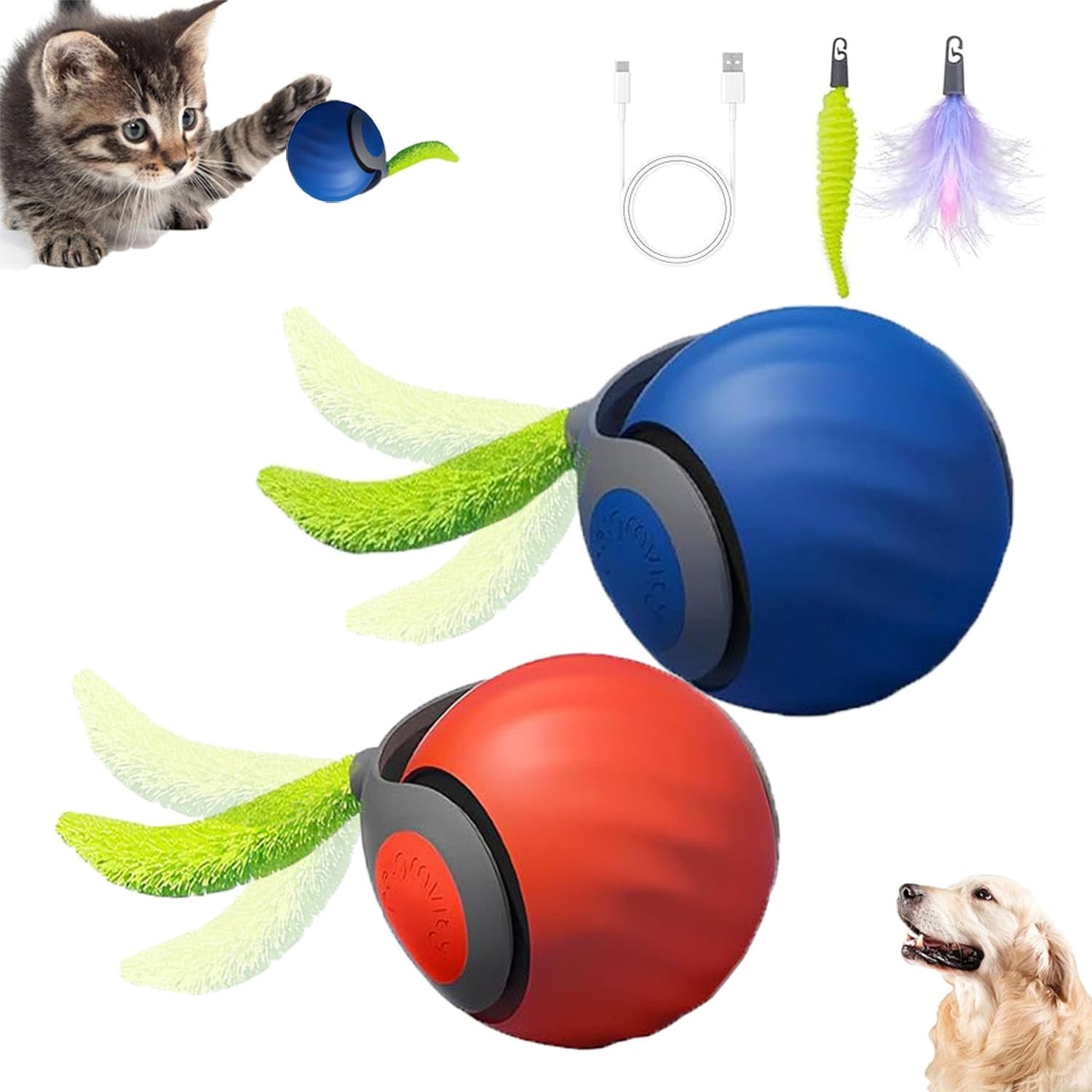 Juguete Interactivo Para Gatos Ugdurwp Speedy 2.0 Con Colgante De Plumas