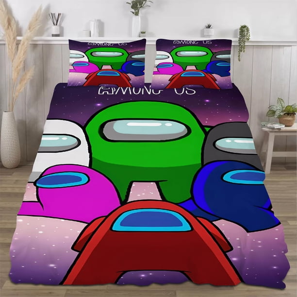 Among Us Bedding Comforter SetsQueen Quilt Bedding Set3 Pieces Set Bedding Twin SizeColorful Soft Lightweight Print All Season 177*218CM