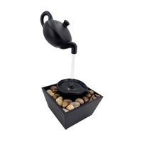 Magideal - Tetera Flotante, Fuente De Agua, Decoración De Cascada De Mesa Con Luz Y Piedras, Decoración Del Hogar Para Dormitorio, Decoración Para Sala De Estar