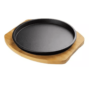 Genérico - Plato De Hierro Fundido De 23 Cm Con Base De Madera