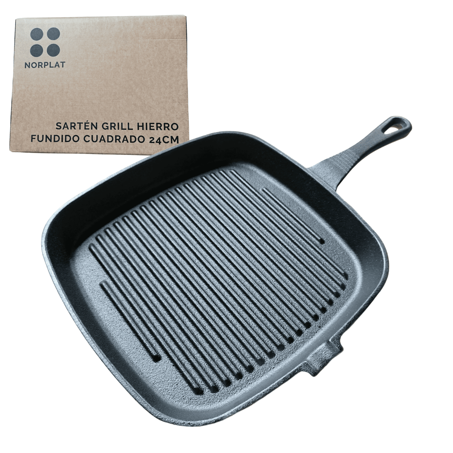 Sartén Bifera Churrasquera Grill Hierro Fundido 24cm Norplat