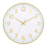 Aventura Store - Reloj De Pared Redondo Moderno Blanco Y Dorado