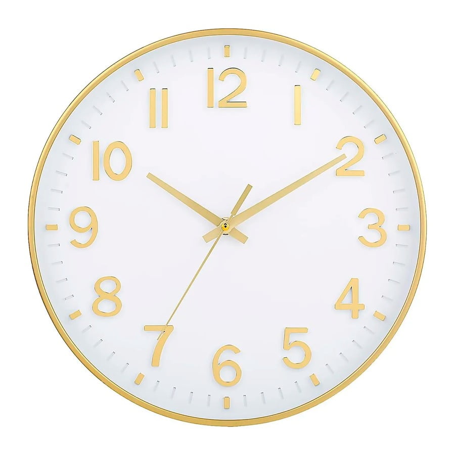 Aventura Store - Reloj De Pared Redondo Moderno Blanco Y Dorado