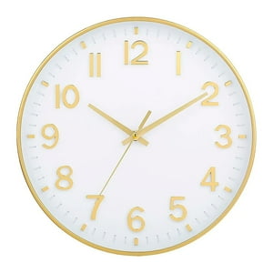 Aventura Store - Reloj De Pared Redondo Moderno Blanco Y Dorado
