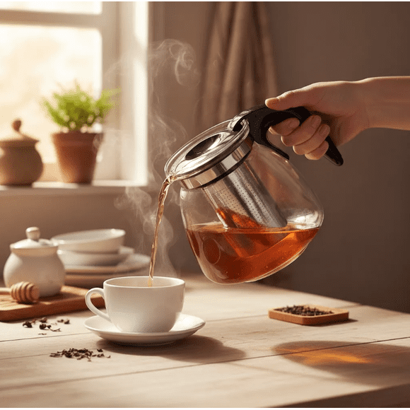 Tetera De Vidrio Con Infusor De Acero Inoxidable 1100ml
