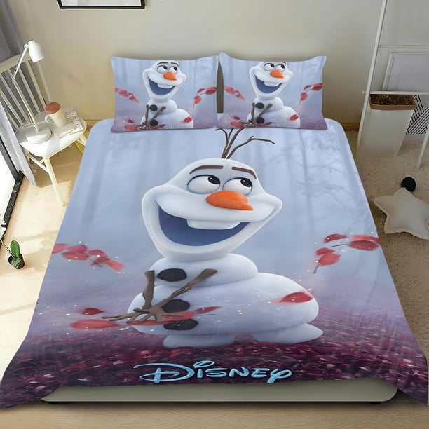 Olaf Conjunto de sábanas temático, trío de piezas, cómodo y amigable con la piel, diseño único, regalo de decoración para el hogar para familiares, amigos y fans, 90 cm * 190 cm