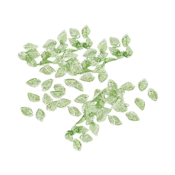 50 x Dijes de hojas sueltos para decoración, cuentas espaciadoras acrílicas de moda, colgantes en forma de hoja para manualidades, llaveros y collares 09 x 13 cm