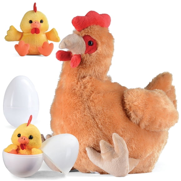Gallina de juguete PREXTEX Big Mommy con 2 huevos de Pascua y pollitos de plástico