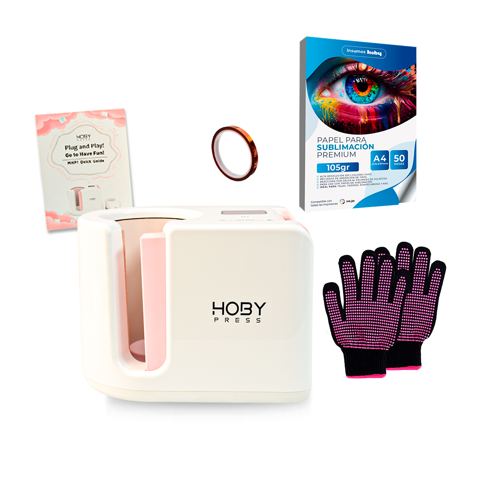 Kit Estampadora De Tazas Mug Press Hobypress Rosa + Insumos