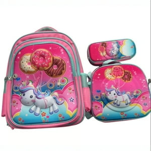 Mundo Shopping - Set De Mochila Niños Escolar Diseño Unicornio Dona Rosa