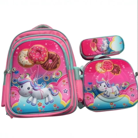 Mundo Shopping - Set De Mochila Niños Escolar Diseño Unicornio Dona Rosa