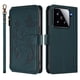 thumbnail image 2 of Funda Cartera Mariposa para [Xiaomi 15] con Soporte y Cremallera Verde oscuro, 2 of 6