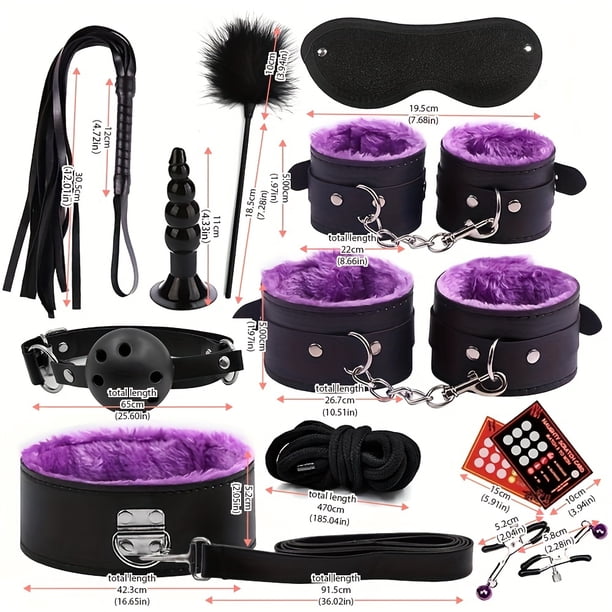 Adult BDSM Kit for Women - Handcuffs, Anal Plug, Vibrator - Sexy Toys for Erotic Sessions