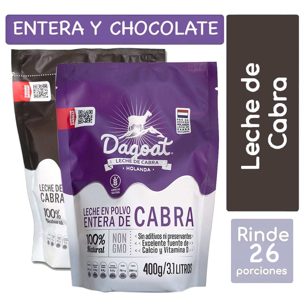 Pack Mix Leche De Cabra En Polvo ( 1 Entera /1chocolate) Dagoat 400grs