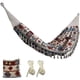 thumbnail image 1 of Hamaca de macramé bohemia con borlas, 150 kg, para 2 personas, portátil, para acampar, con bolsa de transporte, para patio, porche, jardín y playa., 1 of 5