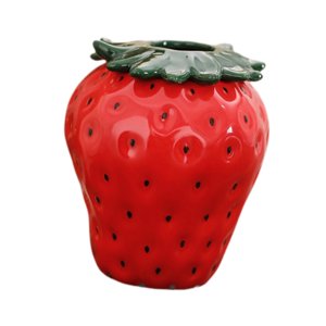 Magideal - Jarrón Decorativo Florero Decoración De Fresas Arte Cocina Dormitorio Escritorio Mesa Centro De Mesa Estante Jarrón De Cerámica Regalo De Inauguración Pequeño