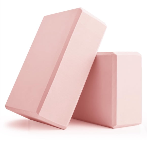 Bloques de yoga POUYRBA de espuma EVA 23 x 15 x 8 cm, 2 piezas, rosa claro