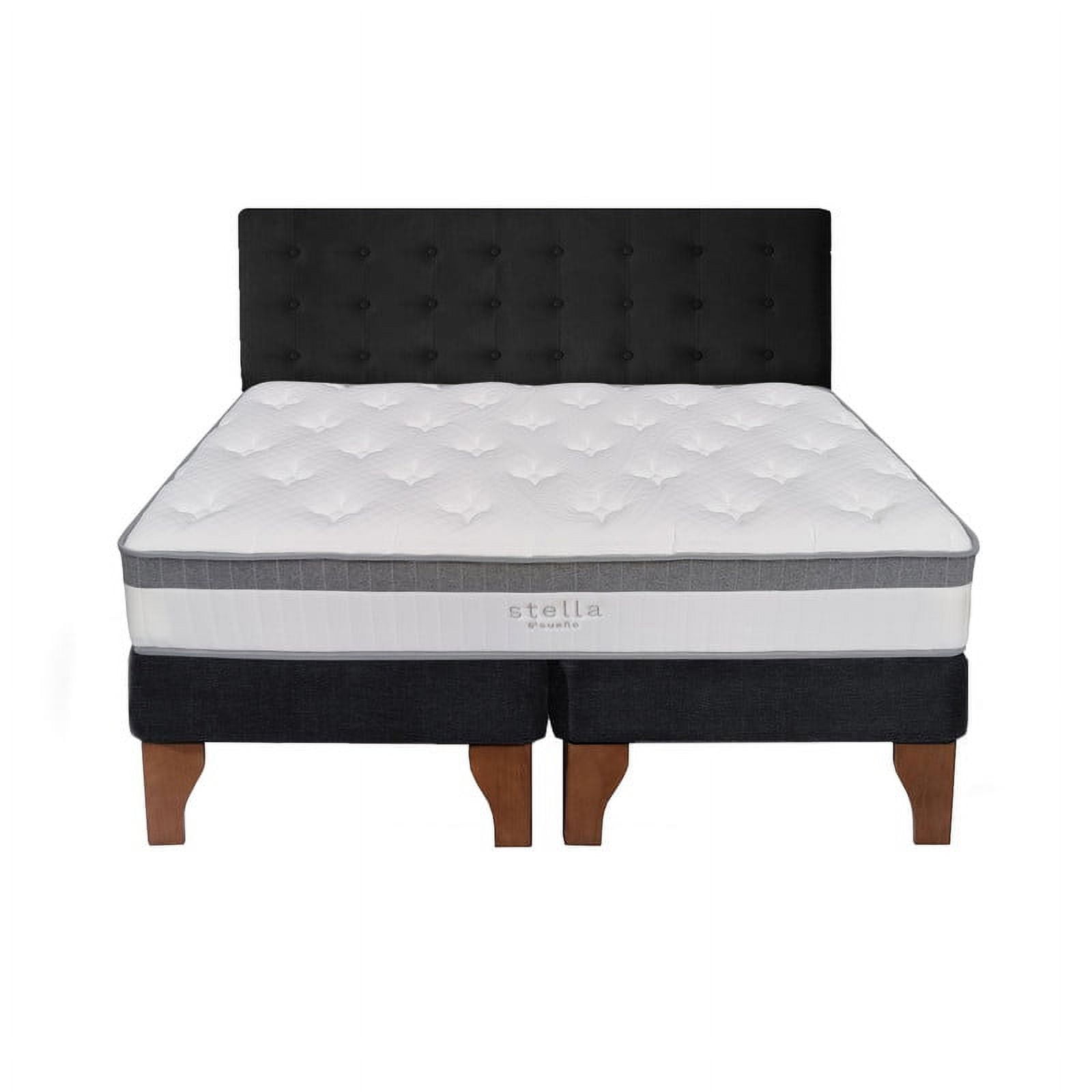 Cama Europea Stella 2 Plazas + Respaldo Capitoné Madera Negro