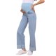 thumbnail image 4 of INSPIRE CHIC Pantalones de Maternidad para Mujeres Jeans de Mezclilla Pierna Recta con Puños Alta Elasticidad Sobre el Vientre Pantalones de Trabajo Casual S Azul Claro, 4 of 6