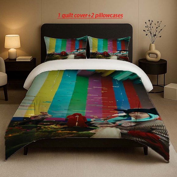G-Dragon Cartoon Style Music Performance Pattern Three-Piece Set Soft And Comfortable Bedding Set Available in All Seasons