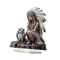 Magideal - Estatua De Búho De Niña India, Adorno Acrílico Plano, Decoración Del Hogar, Escultura Coleccionable Para Chimenea Navideña, Estantería Festiva