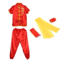 Magideal - Traje Tradicional Chino De Wushu, Uniforme Tai, Traje De Ejercicio Qigong, Trajes De Artes Marciales Para Adultos Y Niños, Comodidad Ligera , Rojo 160