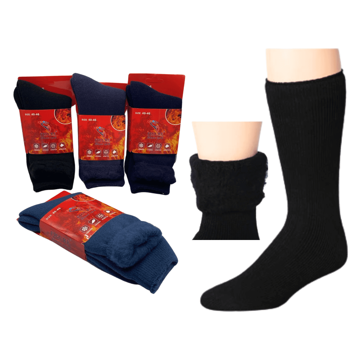 Genérico - Pack 4 Calcetines Térmicos Polar Gruesos Terciopelo Suave