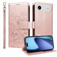Funda Billetera Foxdock Compatible Con Iphone 17 Air , Diseño Perrito Tierno, Ranuras Para Tarjetas Y Soporte Plegable