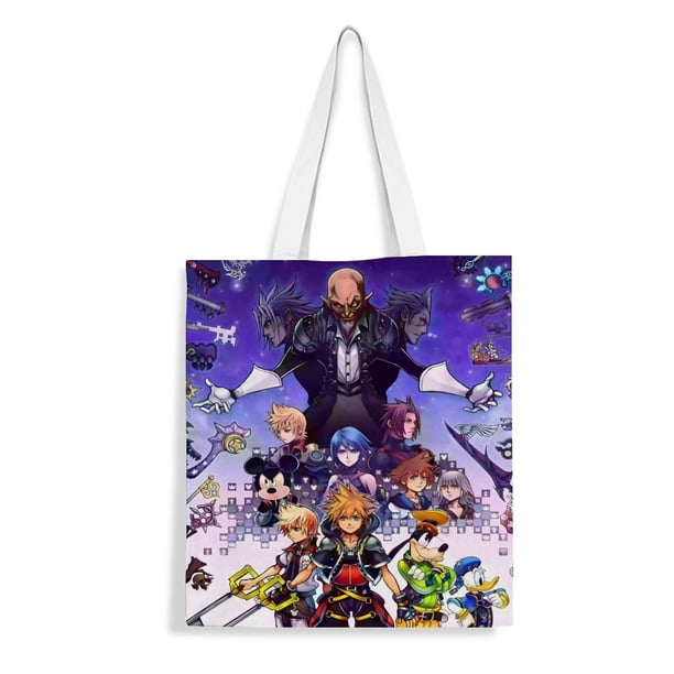 The Kingdom Hearts Bolso de tela con estampado de lienzo para mujer, bolsa de compras reutilizable y estética, con cremallera interior, regalo para mujer,38*45cm.
