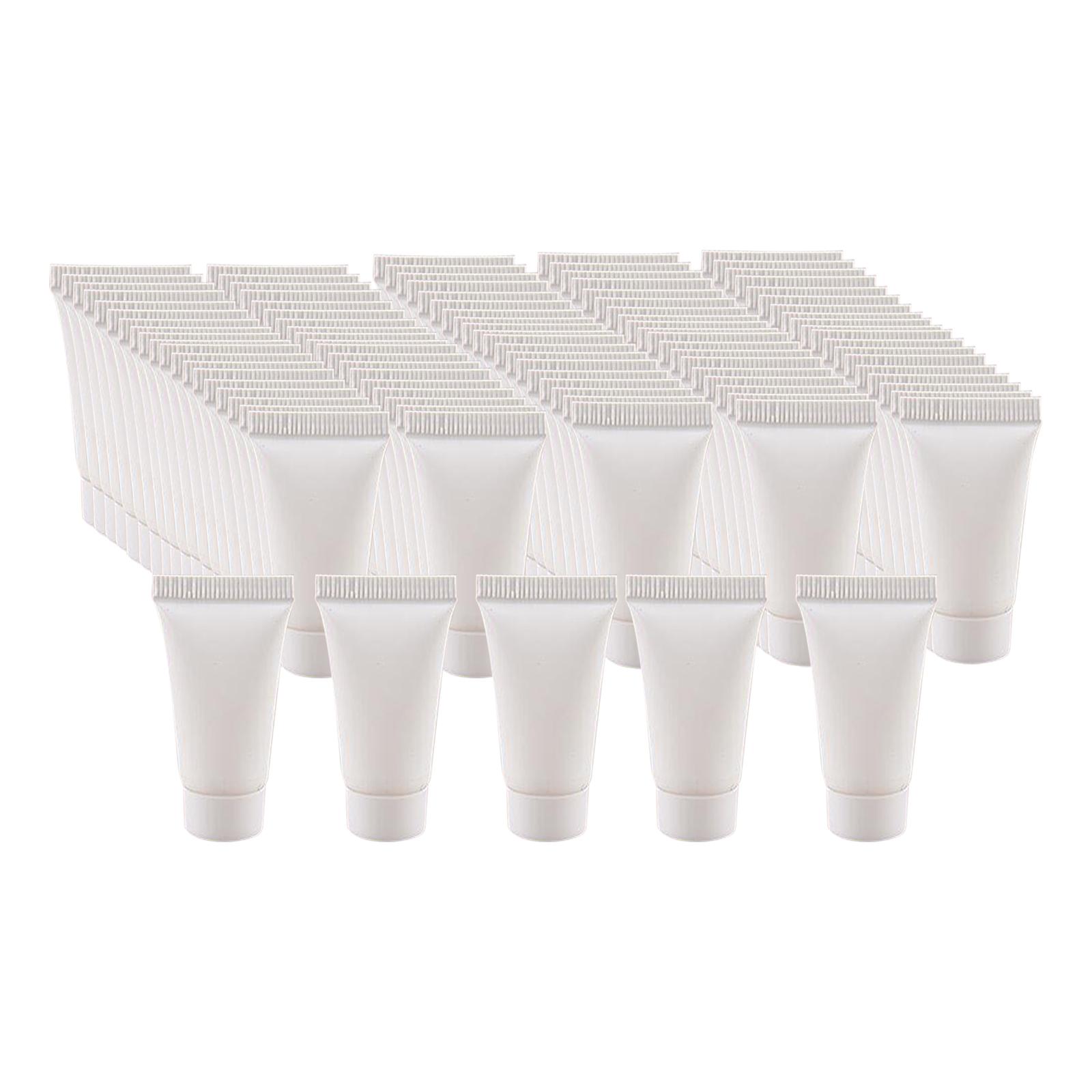 Magideal - 100 Piezas De Tubos Blandos Vacíos. Botella .5Ml Reutilizable Recargable Con Tapas Recipiente De Plástico Para Crema De Maquillaje Cosmético Gel De - Blanco
