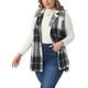thumbnail image 4 of Agnes Orinda Chaqueta de Mujer Talla Grande Cuadros Curvy con Botones Abajo Solapa Sin Mangas Casual Chaleco Largo Exterior con Bolsillo 1X Negro, 4 of 6