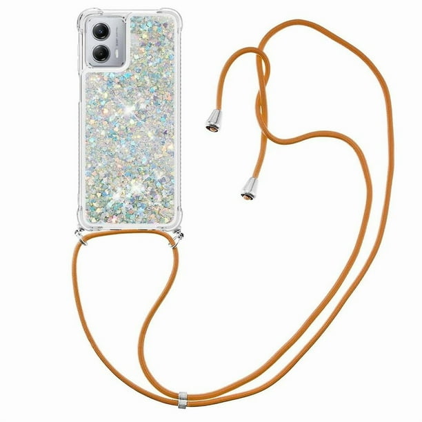 Funda FOXDOCK para Motorola Moto G 5G 2023 con Cuerda Ajustable, Brillo Líquido, Protección Antigolpes y Lente – Ideal para Regalo