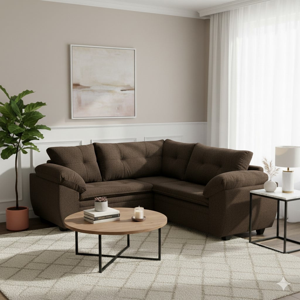 Deco Outlet - Sofá Seccional Liverpool 3.2 Tela Chocolate