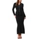 thumbnail image 2 of INSPIRE CHIC Conjunto Formal de Dos Piezas para Mujer Vestido con Blusa de Manga Larga Peplum y Falda Larga de Sirena Conjunto de Punto L Negro, 2 of 6