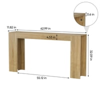 M&Ms - 62.99-Inch Extra-Long Entryway Table, Farmhouse Sofa Table Behind The Sofa, Decorative Table For Narrow Entrances In The Living Room, Hallway, Entrance, Or Foyer, Oak-Colored Console Table