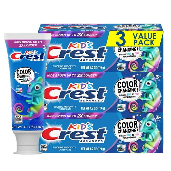 Pasta de dientes Crest Kids Advanced Fluorine Bubblegum 125ml 3P