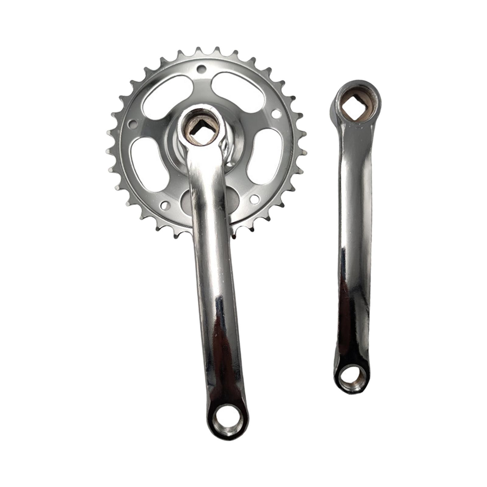 Magideal - Juego De Bielas Para Bicicleta, Juego De Brazos De Manivela Para Bicicleta De Montaña, Hierro De Fácil Instalación Plato 32T Cono Cuadrado De Una Sola Plata