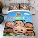 thumbnail image 4 of Cocomelon Conjunto de sábanas temático, trío de piezas, cómodo y amigable con la piel, diseño único, regalo de decoración para el hogar para familiares, amigos y fans,173X218cm, 4 of 6