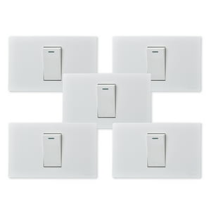 Want - Pack 5 Interruptores Simple Metálico 924 16A - Blanco