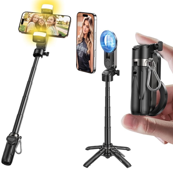 Trípode de teléfono MAGIC JOHN con 2 luces para selfies para iPhone