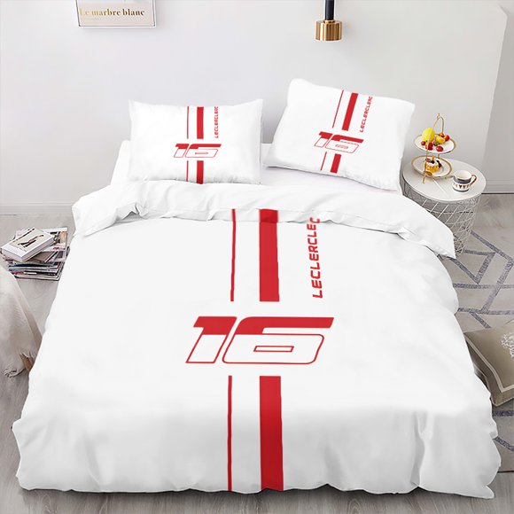 Bedding Including 1 Duvet Cover and 2 Pillowcases (filling Not Included) Racing-themed Inspired by Driver Charles Leclerc Car Number 16 This Set Is Not Specific