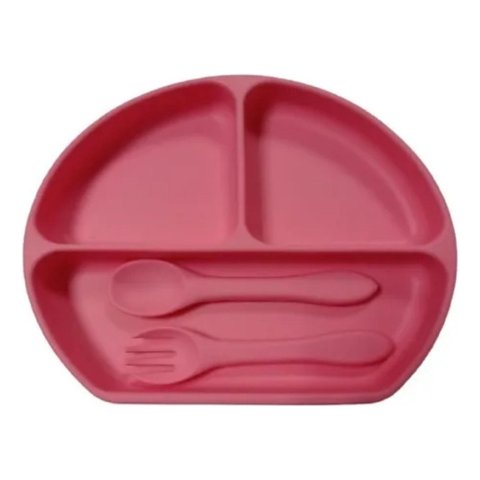 Genérico - Set Alimentacion Plato+Cuchara Tenedor Silicona Lau