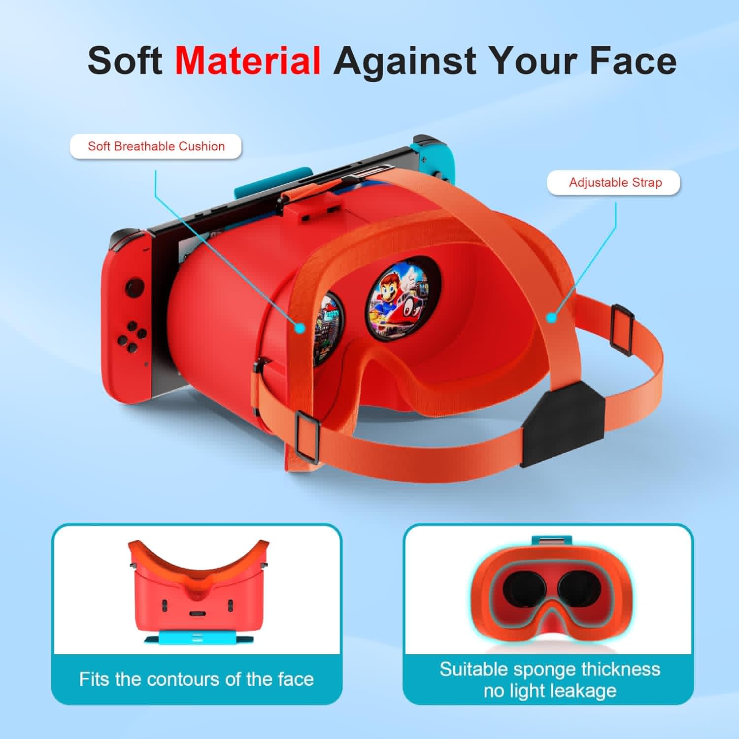 thumbnail image 4 of Auriculares VR para Nintendo Switch y Switch OLED, con lentes HD ajustables, cómoda correa para la cabeza, Labo VR Kit Gafas 3D para Switch Accesorios, 4 of 7