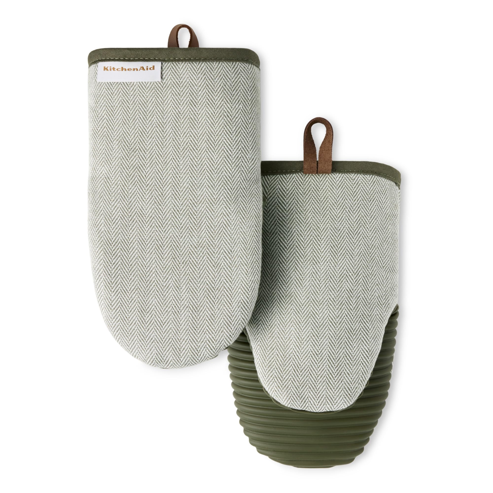 Manoplas De Cocina Kitchenaid De Silicona Con Diseño Evergreen, Paquete De 2