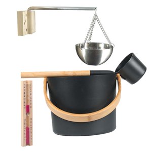 Ioensy - Cubo De Sauna Juego De Accesorios De Sauna Cuchara De Mango Largo Práctico Multifuncional