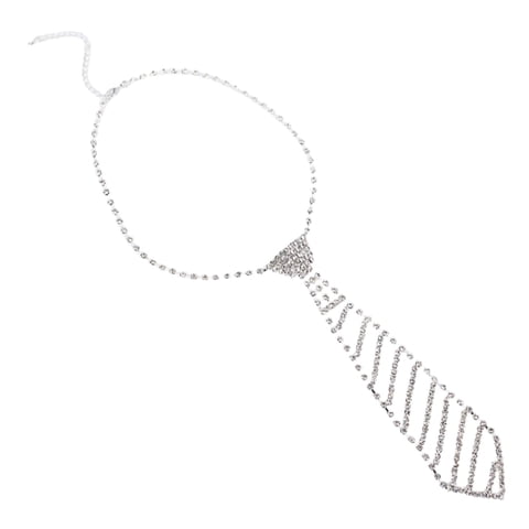 Magideal - Corbata Con Diamantes De Imitación, Collar Con Corbata, Joyería Brillante Para El Cuello, Gargantilla Con Cadena Brillante, Decoración Para Mujeres Y